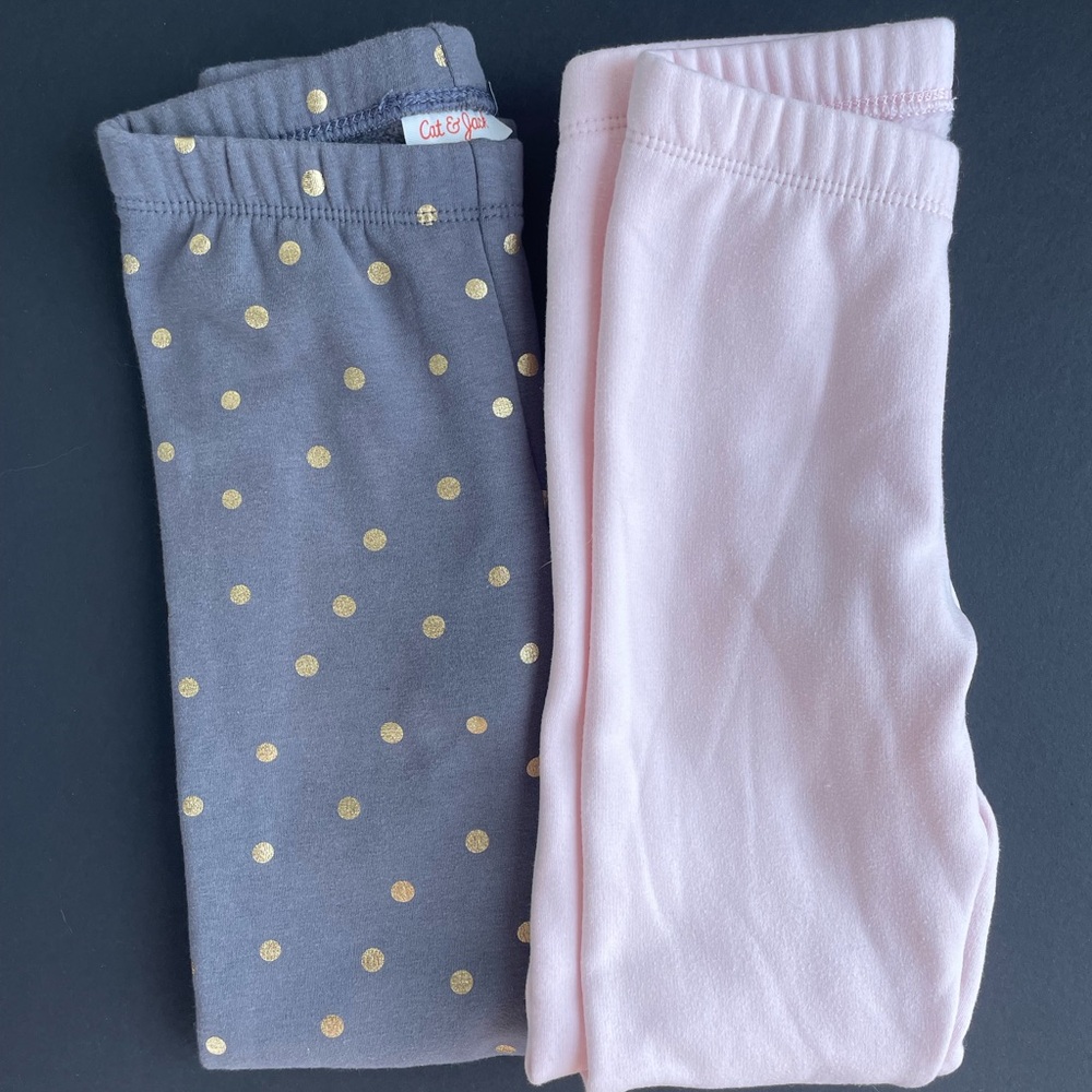 Cat & Jack Gray and Gold Polka Dot Leggings